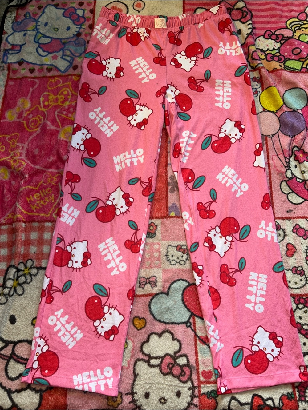 Hello Kitty Pink Cherry Print Pajama Bottoms